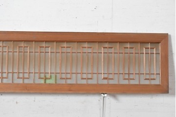 ヴィンテージ建具　昭和中期　片面ガラス　幾何学的な組子意匠が印象的な明かり取り1枚　(R-090713)