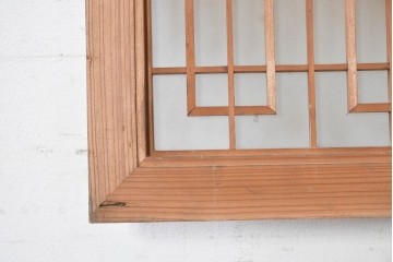 ヴィンテージ建具　昭和中期　片面ガラス　幾何学的な組子意匠が印象的な明かり取り1枚　(R-090713)