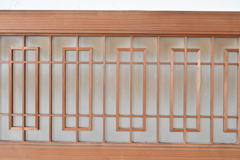 ヴィンテージ建具　昭和中期　片面ガラス　幾何学的な組子意匠が印象的な明かり取り1枚　(R-090713)