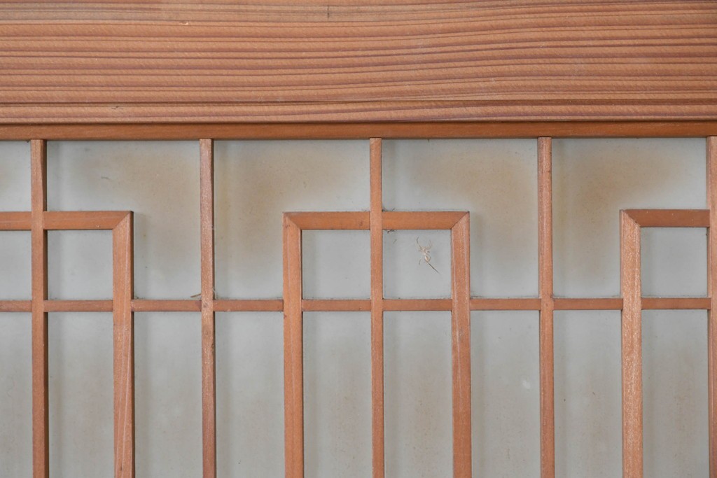 ヴィンテージ建具　昭和中期　片面ガラス　幾何学的な組子意匠が印象的な明かり取り1枚　(R-090713)