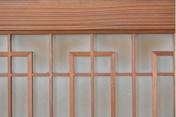 ヴィンテージ建具　昭和中期　片面ガラス　幾何学的な組子意匠が印象的な明かり取り1枚　(R-090713)