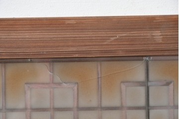 ヴィンテージ建具　昭和中期　片面ガラス　幾何学的な組子意匠が印象的な明かり取り1枚　(R-090713)