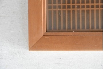 ヴィンテージ建具　昭和後期　両面ガラス　桐麻文様の組子が美しく連なる欄間2枚セット　(R-090716)