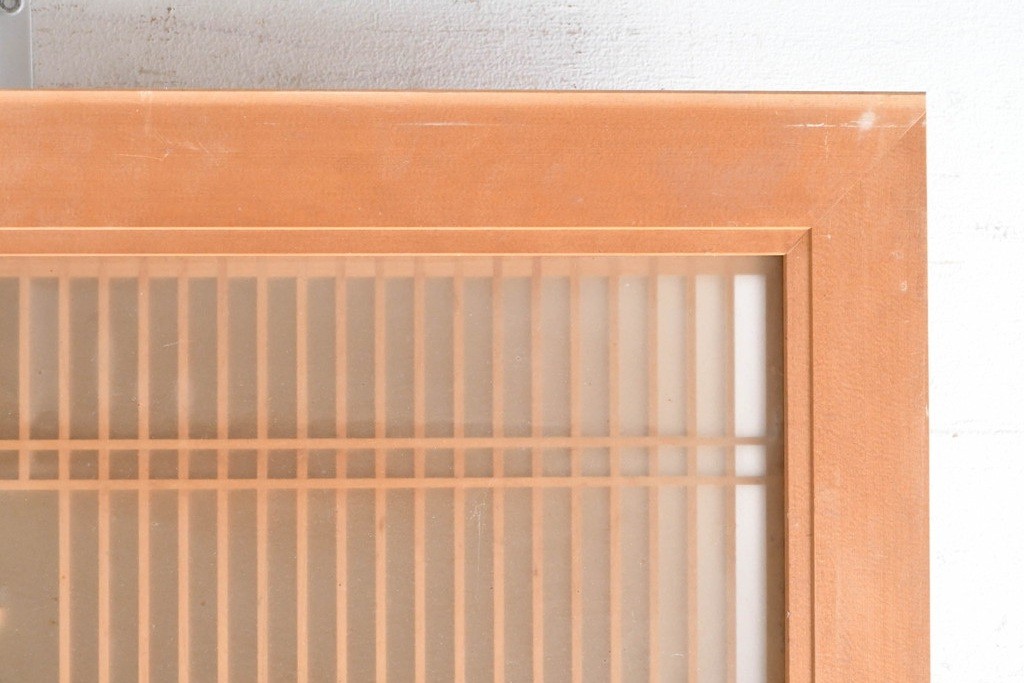ヴィンテージ建具　昭和後期　両面ガラス　桐麻文様の組子が美しく連なる欄間2枚セット　(R-090716)