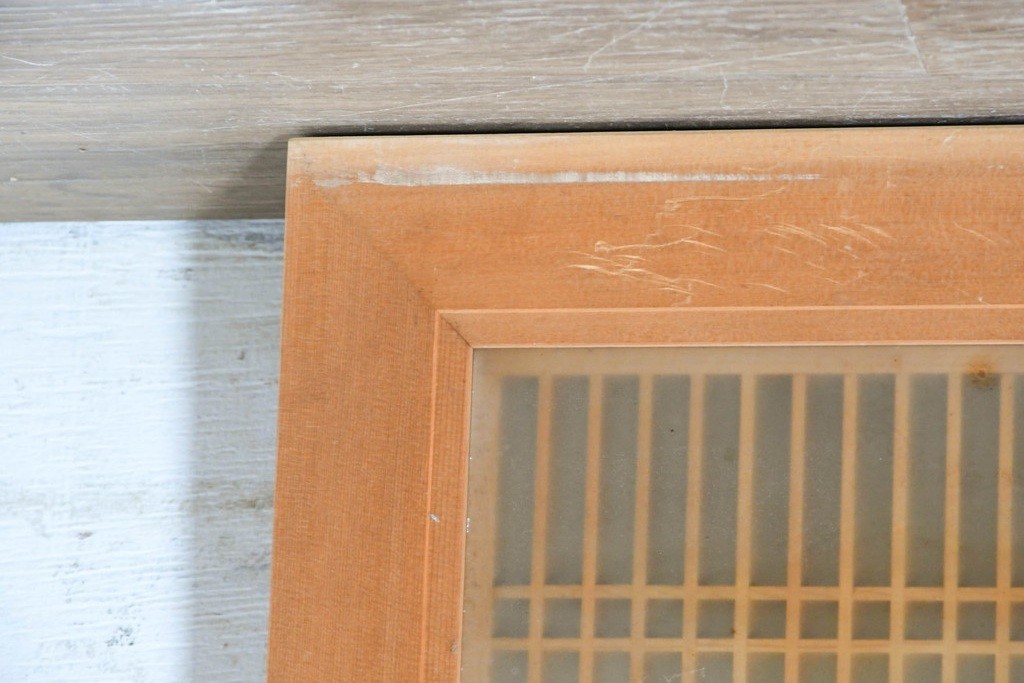 ヴィンテージ建具　昭和後期　両面ガラス　桐麻文様の組子が美しく連なる欄間2枚セット　(R-090716)