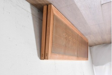 ヴィンテージ建具　昭和後期　両面ガラス　桐麻文様の組子が美しく連なる欄間2枚セット　(R-090716)