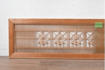 ヴィンテージ建具　昭和後期　両面ガラス　桐麻文様の組子が美しく連なる欄間2枚セット　(R-090716)