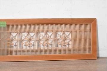 ヴィンテージ建具　昭和後期　両面ガラス　桐麻文様の組子が美しく連なる欄間2枚セット　(R-090716)