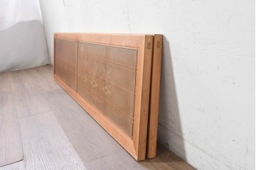 ヴィンテージ建具　昭和後期　両面ガラス　桐麻文様の組子が美しく連なる欄間2枚セット　(R-090716)