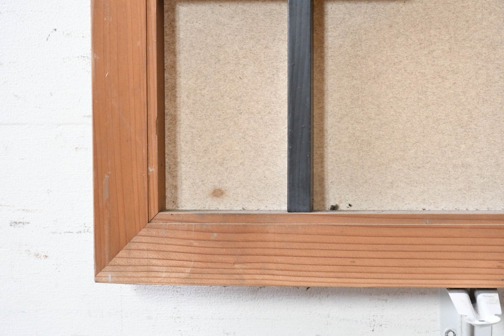 ヴィンテージ建具　昭和中期　黒い直線意匠と細かな縦格子を組み合わせた和モダンな欄間2枚セット　(R-090718)