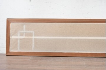 ヴィンテージ建具　昭和中期　黒い直線意匠と細かな縦格子を組み合わせた和モダンな欄間2枚セット　(R-090718)