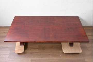 和製ヴィンテージ　激レア　希少　松本家具　経済産業大臣指定伝統的工芸品　漆塗り　ミズメザクラ一枚板の座卓　(R-090726)