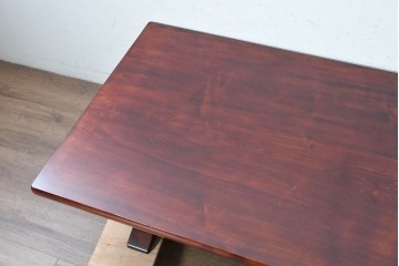 和製ヴィンテージ　激レア　希少　松本家具　経済産業大臣指定伝統的工芸品　漆塗り　ミズメザクラ一枚板の座卓　(R-090726)