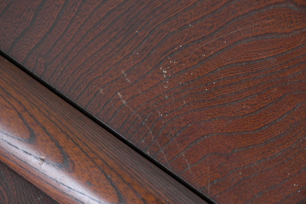 中古　美品　欅(ケヤキ)材　金具の意匠と重厚な木目が趣深い正方形火鉢　(R-090733)