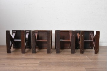 中古　駿河民芸　和の空間に馴染む畳座面のスツール4脚セット　(R-090734)