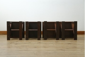 中古　駿河民芸　和の空間に馴染む畳座面のスツール4脚セット　(R-090734)