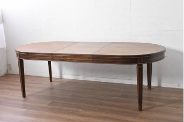 中古　maruni(マルニ木工)　地中海ロイヤルシリーズ(ROYAL)　オーバル型の天板と端正な装飾が上品な伸長式ダイニングテーブル　定価約53万円　(R-090738)