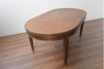 中古　maruni(マルニ木工)　地中海ロイヤルシリーズ(ROYAL)　オーバル型の天板と端正な装飾が上品な伸長式ダイニングテーブル　定価約53万円　(R-090738)