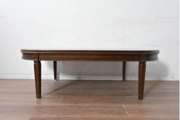 中古　maruni(マルニ木工)　地中海ロイヤルシリーズ(ROYAL)　天板の木目と繊細なライン装飾が美しいセンターテーブル 　定価約22万円　(R-090739)