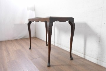イギリスアンティーク　1940年頃　旧カナダ外務省備品　シェルモチーフの彫刻が上品なコンソールテーブル　(R-090742)