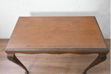 イギリスアンティーク　1940年頃　旧カナダ外務省備品　シェルモチーフの彫刻が上品なコンソールテーブル　(R-090742)