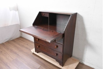 和製ヴィンテージ　美品　松本民芸家具　#308型　収納力のある上品なライティングビューロー　定価約45万円　(R-090751)