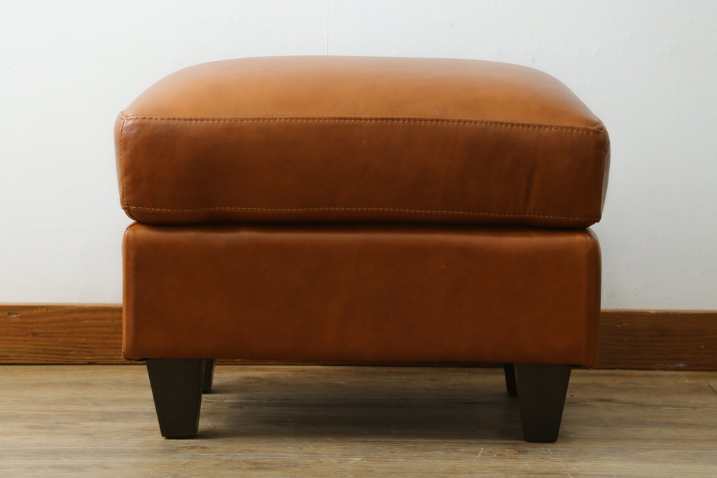 中古　美品　希少な廃番品　IDEE(イデー)　RIRA OTTOMAN(リラ オットマン)　本革　シンプルで取り入れやすいオットマン　(R-090761)