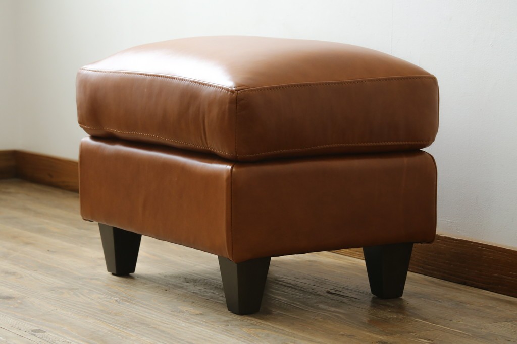 中古　美品　希少な廃番品　IDEE(イデー)　RIRA OTTOMAN(リラ オットマン)　本革　シンプルで取り入れやすいオットマン　(R-090761)