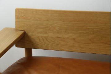 中古　美品　IDEE(イデー)　DIMANCHE SOFA(ディモンシュ ソファ)　ブラウンレザーとオーク材の組み合わせが上品な3人掛けソファ　(R-090762)