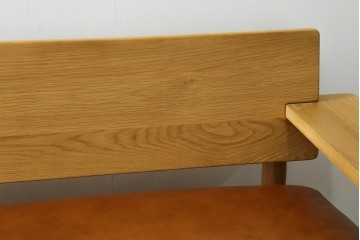 中古　美品　IDEE(イデー)　DIMANCHE SOFA(ディモンシュ ソファ)　ブラウンレザーとオーク材の組み合わせが上品な3人掛けソファ　(R-090762)