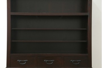 中古　美品　タモ材　端正な縦格子が魅力の和モダンな戸棚　(R-090763)