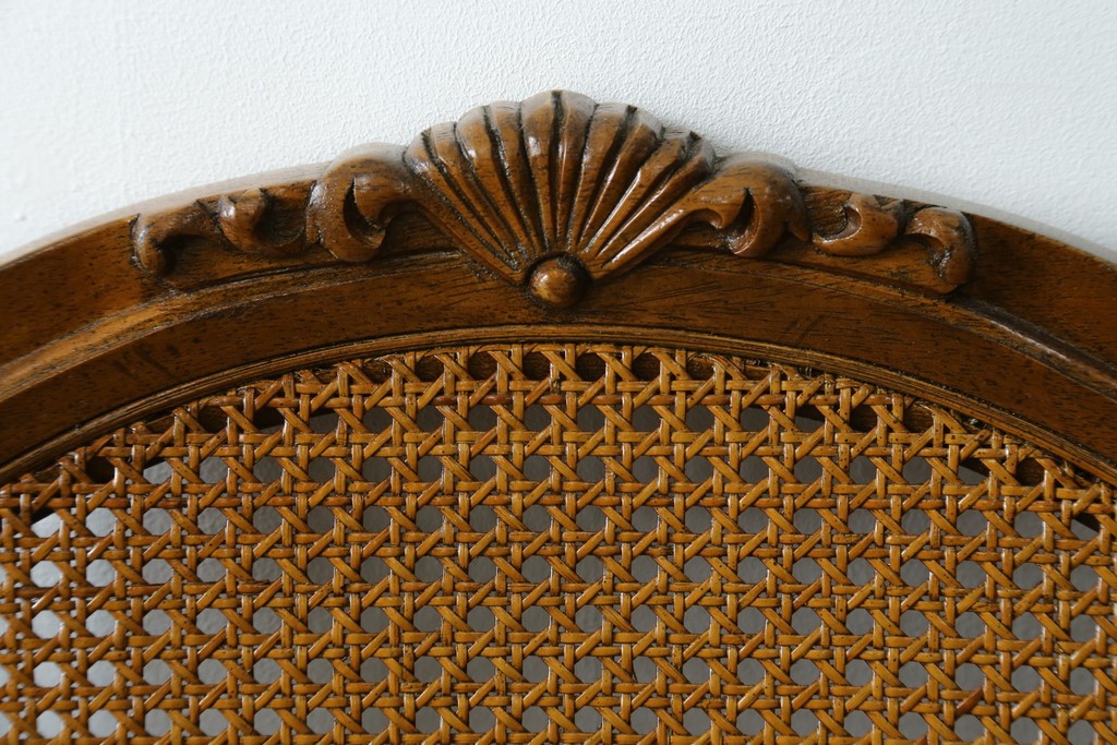 中古　美品!!　DREXEL HERITAGE(ドレクセルヘリテイジ)　Cameo Classics(キャメオクラシックス)　マホガニー材　ラタン編みと花柄ファブリックが上品なアームチェア　定価約35万円　(R-090773)