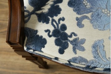 中古　美品!!　DREXEL HERITAGE(ドレクセルヘリテイジ)　Cameo Classics(キャメオクラシックス)　マホガニー材　ラタン編みと花柄ファブリックが上品なアームチェア　定価約35万円　(R-090773)