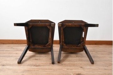 中古　廃番モデル　星野民芸(星野民藝)　桜材　個性的なデザインのダイニングチェア2脚セット　(R-090776)