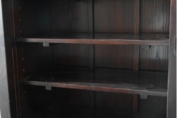 中古　国産職人手作り　栗材　縦格子戸が上品な重ね水屋箪笥　(R-090783)