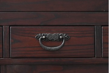 中古　国産職人手作り　栗材　縦格子戸が上品な重ね水屋箪笥　(R-090783)