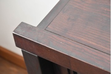 中古　国産職人手作り　栗材　水屋箪笥上段　縦格子戸が上品なサイドボード　(R-090784)