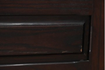 中古　国産職人手作り　栗材　水屋箪笥上段　縦格子戸が上品なサイドボード　(R-090784)