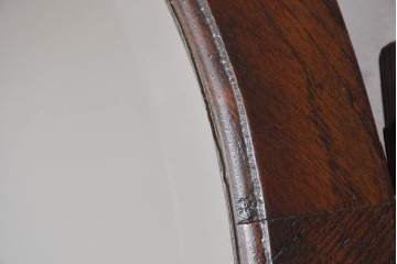 イギリスアンティーク　1920年頃　オーク材　バーリーツイストの支柱と丸鏡がかわいらしいドレッシングチェスト　(R-090786)