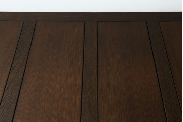 イギリスアンティーク　1910年頃　オーク材　重厚なバルボスレッグが印象的な幅広ドローリーフテーブル　(R-090801)