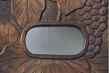 中古　美品　軽井沢彫　葡萄(ブドウ)の立体的な木彫が美しいダイニングチェア　(R-090803)