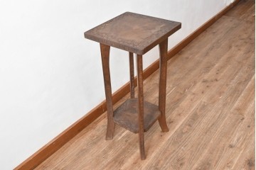 中古　美品　伝統工芸　軽井沢彫　桜の立体的な木彫が美しい花台　(R-090804)