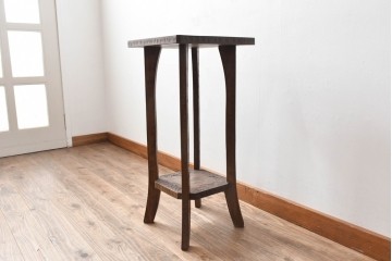 中古　美品　伝統工芸　軽井沢彫　桜の立体的な木彫が美しい花台　(R-090804)