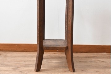 中古　美品　伝統工芸　軽井沢彫　桜の立体的な木彫が美しい花台　(R-090804)