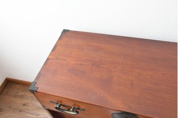 中古　美品　高級品　国産　職人手作り工芸家具　前面(欅材)　内部(桐材)　時代箪笥風チェスト　(R-090805)