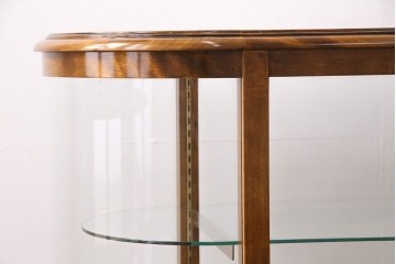 中古　特大　最高級品　曲面ガラス　パーケットが魅力的なオーバルデザインのガラスケース　(R-090807)