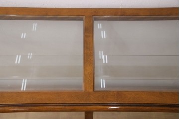 中古　特大　最高級品　曲面ガラス　パーケットが魅力的なオーバルデザインのガラスケース　(R-090807)