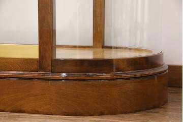 中古　特大　最高級品　曲面ガラス　パーケットが魅力的なオーバルデザインのガラスケース　(R-090807)