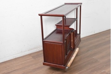 和製ヴィンテージ　昭和中期　紫檀(シタン)材　獅子と牡丹の彫刻が目を引く茶棚　(R-090812)
