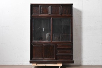 和製ヴィンテージ　美品　シャム柿材　濃淡豊かな木目が美しい茶箪笥　(R-090813)